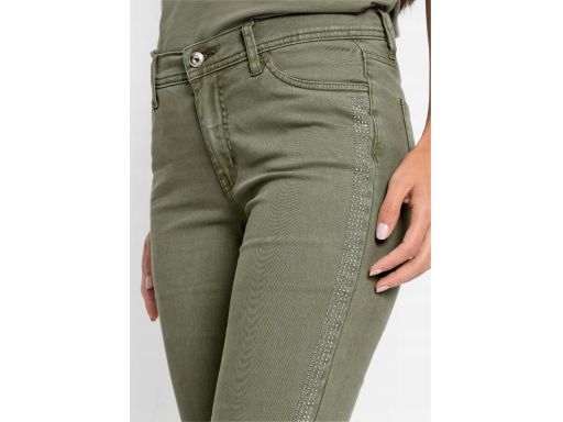 B.P.C oliwkowe spodnie z lampasami z dżetów 52.