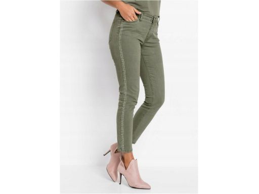 B.P.C oliwkowe spodnie z lampasami z dżetów 52.