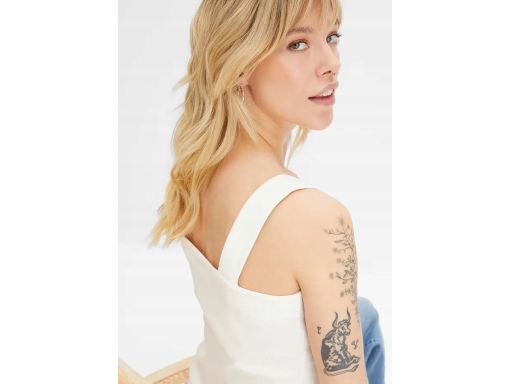 B.P.C 2-pak krótki top w prążek bawełniany szerokie ramiączka 48/50.