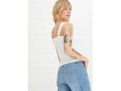 B.P.C 2-pak krótki top w prążek bawełniany szerokie ramiączka 48/50.