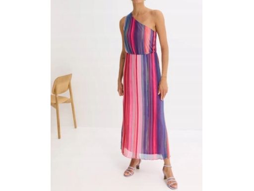 B.P.C długa sukienka wzorzysta na jedno ramię 44/46.