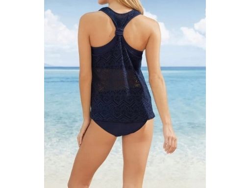 B.P.C granatowe tankini ażurowe z figami r.38