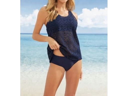 B.P.C granatowe tankini ażurowe z figami r.38
