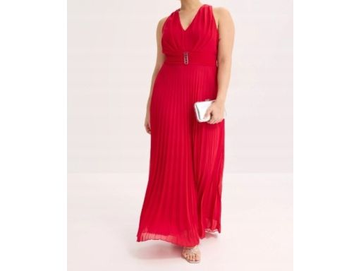 B.P.C sukienka plisowana szyfonowa czerwona długa ^44