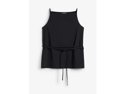 B.P.C top czarny z dzianiny pique z wiązaniem r.36/38