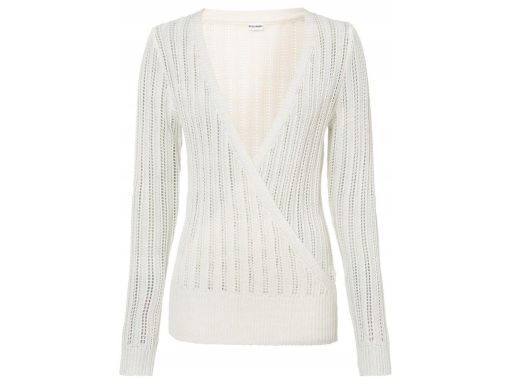 B.P.C śmietankowy sweterek kopertowy ażurowy ^48/50