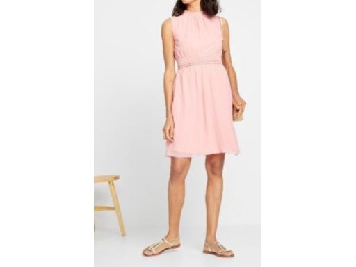 B.P.C sukienka szyfonowa z koronką w pasie ^42