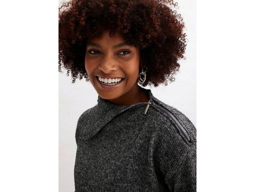 B.P.C sukienka dzianinowa z kołnierzem szara z wełną r.36/38