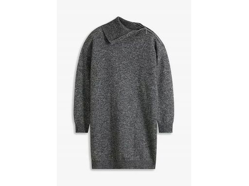 B.P.C sukienka dzianinowa z kołnierzem szara z wełną r.36/38