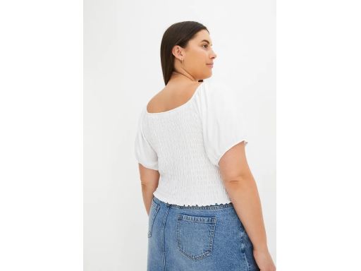 B.P.C bluzka biała z balonowymi rękawami i marszczeniem 48/50.