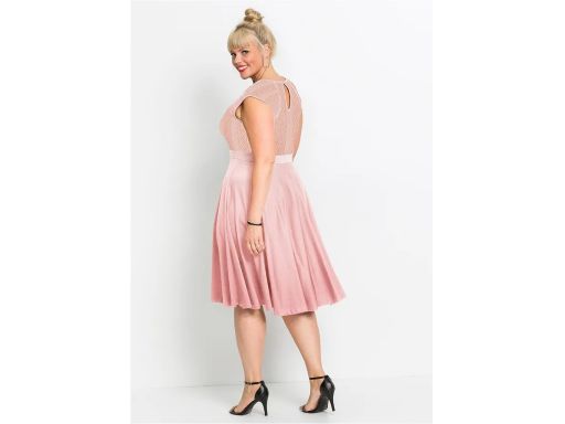 B.P.C sukienka rozkloszowana różowa z koronkową górą r.40/42