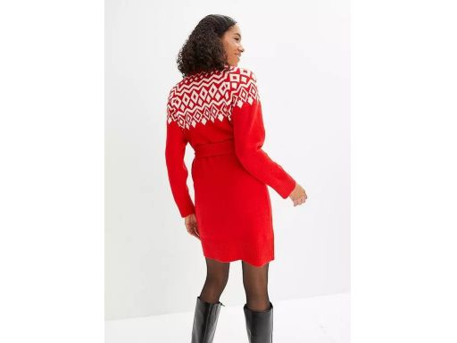 B.P.C sukienka dzianinowa czerwona z białym wzorem ^40/42