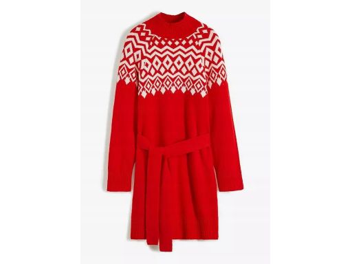 B.P.C sukienka dzianinowa czerwona z białym wzorem ^40/42