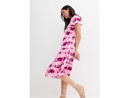 B.P.C letnia krótka midi bawełniana we wzory różowa ^42