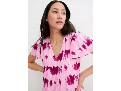 B.P.C letnia krótka midi bawełniana we wzory różowa ^42