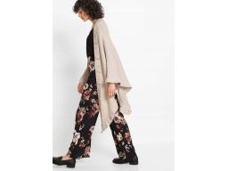 B.P.C Ponczo beżowe z falbaną