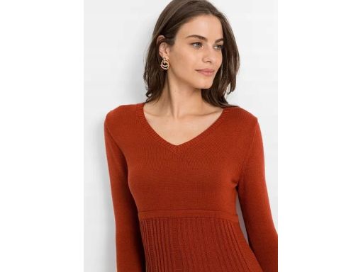 B.P.C ruda dzianinowa sukienka prążek 48/50.