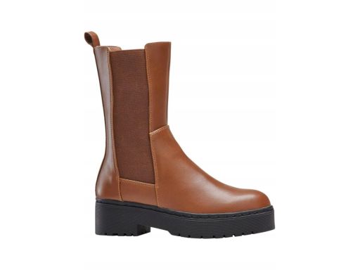 B.P.C botki sztyblety eko skóra brązowe ^38