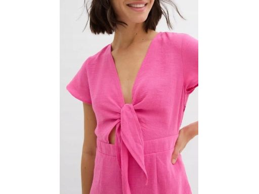 B.P.C różowa sukienka mini z wiazaniem w dekolcie ^46
