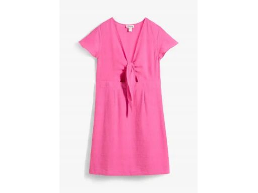 B.P.C różowa sukienka mini z wiazaniem w dekolcie ^46