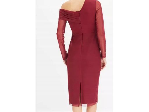 B.P.C sukienka siateczkowa bordowa na jedno ramię ^48/50