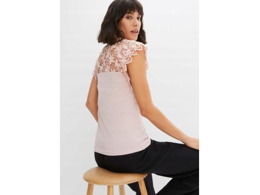 B.P.C bluzka brudny róż bez rękawów z koronką r.52/54