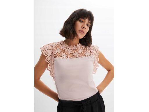B.P.C bluzka brudny róż bez rękawów z koronką r.52/54