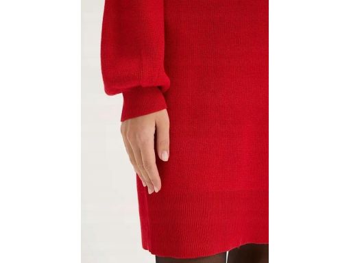B.P.C sukienka dzianinowa czerwona z wiązaniem przy dekolcie 40/42.