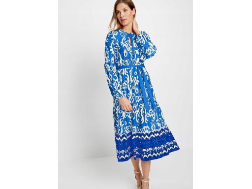 B.P.C Midi sukienka z nadrukiem i wiązaniem w pasie ^36/38