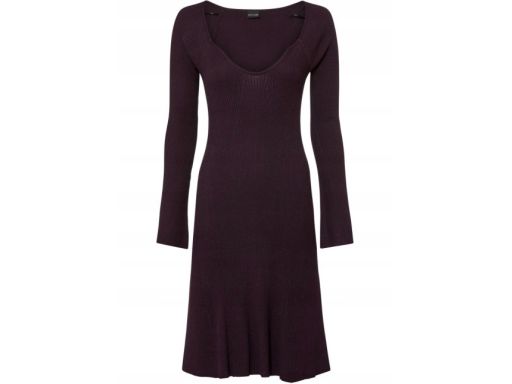 B.P.C śliwkowa dzianinowa sukienka prążek 36/38.