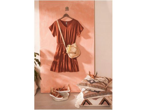 B.P.C brązowa sukienka shirtowa z falbanami r.44/46