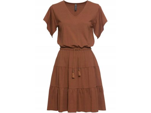 B.P.C brązowa sukienka shirtowa z falbanami r.44/46