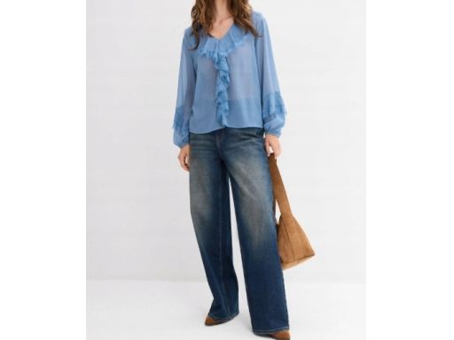 B.P.C bluzka z koronką i falbankami niebieska r.50