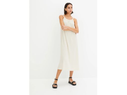 B.P.C sukienka na ramiączka z lekkiej krepy beżowa ^40/42