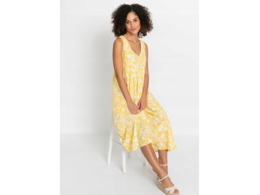 AE1903 sukienka żółta midi wzory r.38