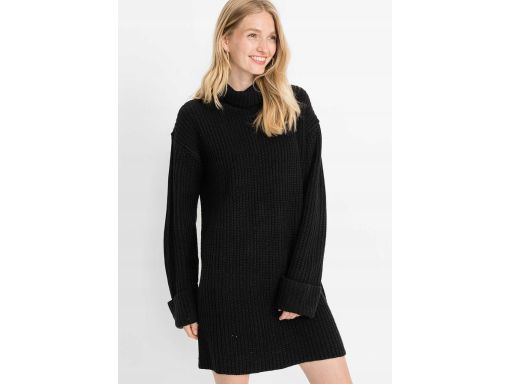 B.P.C sukienka dzianinowa czarna z golfem r.40/42