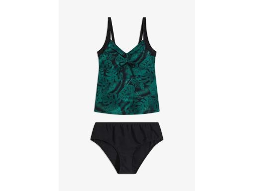 B.P.C tankini czarne w duże zielone liście monstery z fiami w kompleci