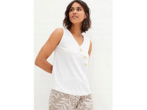 B.P.C biały top bawełniany z dekoracyjnymi guzikami r.40/42