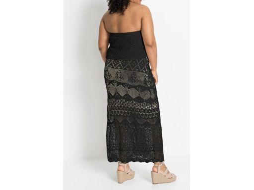 B.P.C długa sukienka dzianinowa ażurowa letnia czarna carmen 36/38.