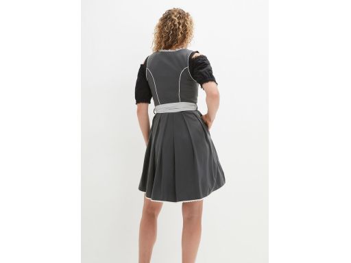 B.P.C. sukienka w stylu ludowym z fartuchem sznurowaniem szara r.50