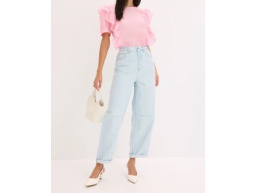 B.P.C różowa bluzka z falbankami z lyocellu 50.