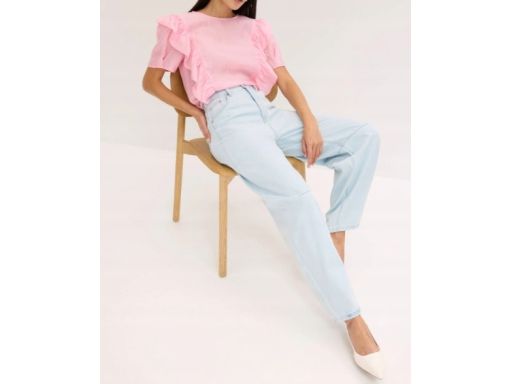 B.P.C różowa bluzka z falbankami z lyocellu 50.