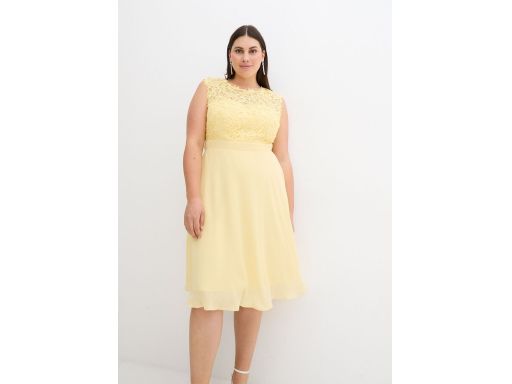 B.P.C sukienka szyfonowa midi z koronką żółta ^36