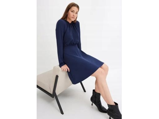 B.P.C sukienka granatowa z marszczeniem r.44/46