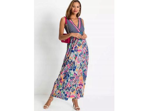 B.P.C sukienka długa, kolorowa we wzorki 40/42.
