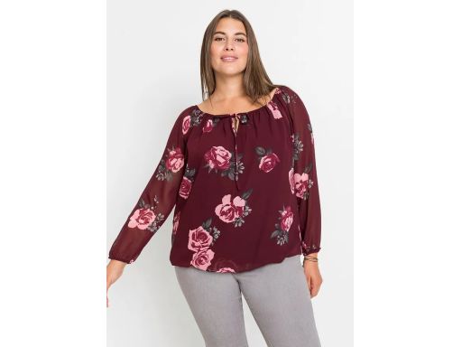 B.P.C bluzka szyfonowa w kwiatki z dekoltem carmen 48.