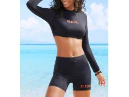 B.P.C bikini czarne szybkoschnące długi rękaw i krótki legginsy szorty