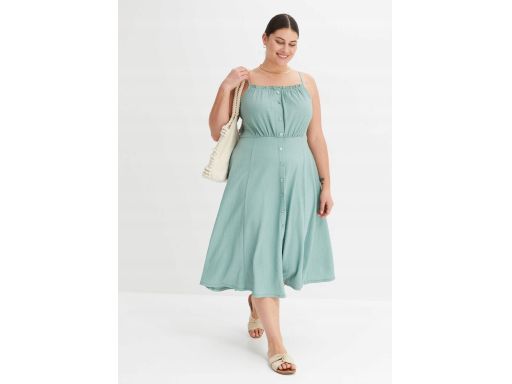 B.P.C sukienka midi dżersejowa z guzikami miętowa 36/38.