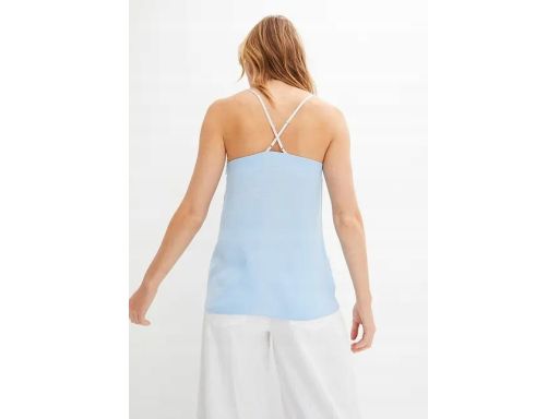 B.P.C bluzka na ramiączka z lejącym dekoltem błękitna 48.