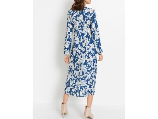 B.P.C sukienka niebieska z nadrukiem midi r.36/38